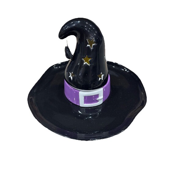 Light Up Witch Hat Dip Bowl Centerpiece Mr. Christmas Halloween Spider